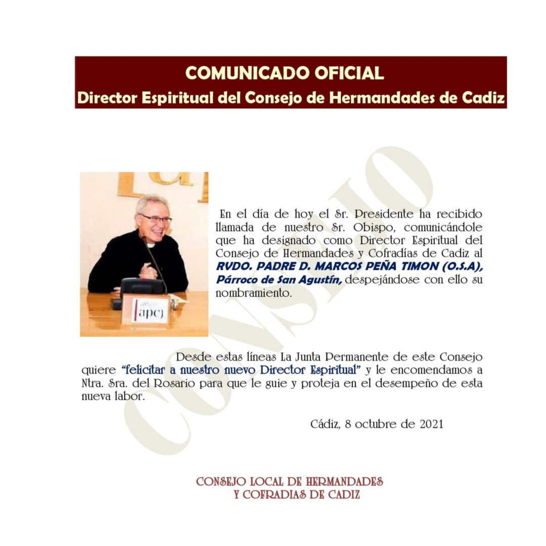 COMUNICADO OFICIAL Consejo Local De Hermandades Y Cofrad as C diz