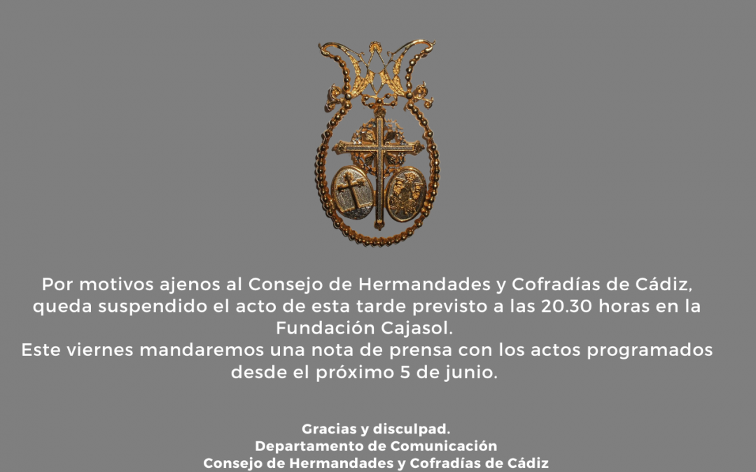 Queda suspendido el acto de esta tarde previsto a las 20.30 horas en la Fundación Cajasol.