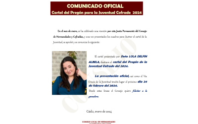 Comunicado de la ganadora del Cartel del Pregón de la Juventud Cofrade 2024.