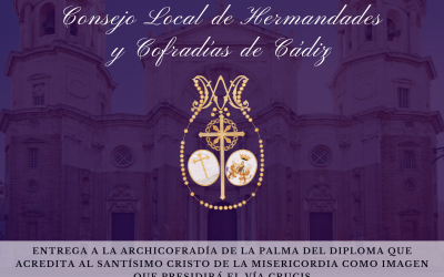 Entrega a la Archicofradía de La Palma del diploma que acredita al Santísimo Cristo de la Misericordia como imagen que presidirá el Vía Crucis
